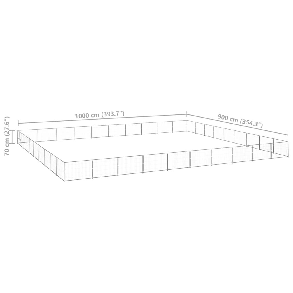 vidaXL Hundabyrgi Silfur 90 m² Stál