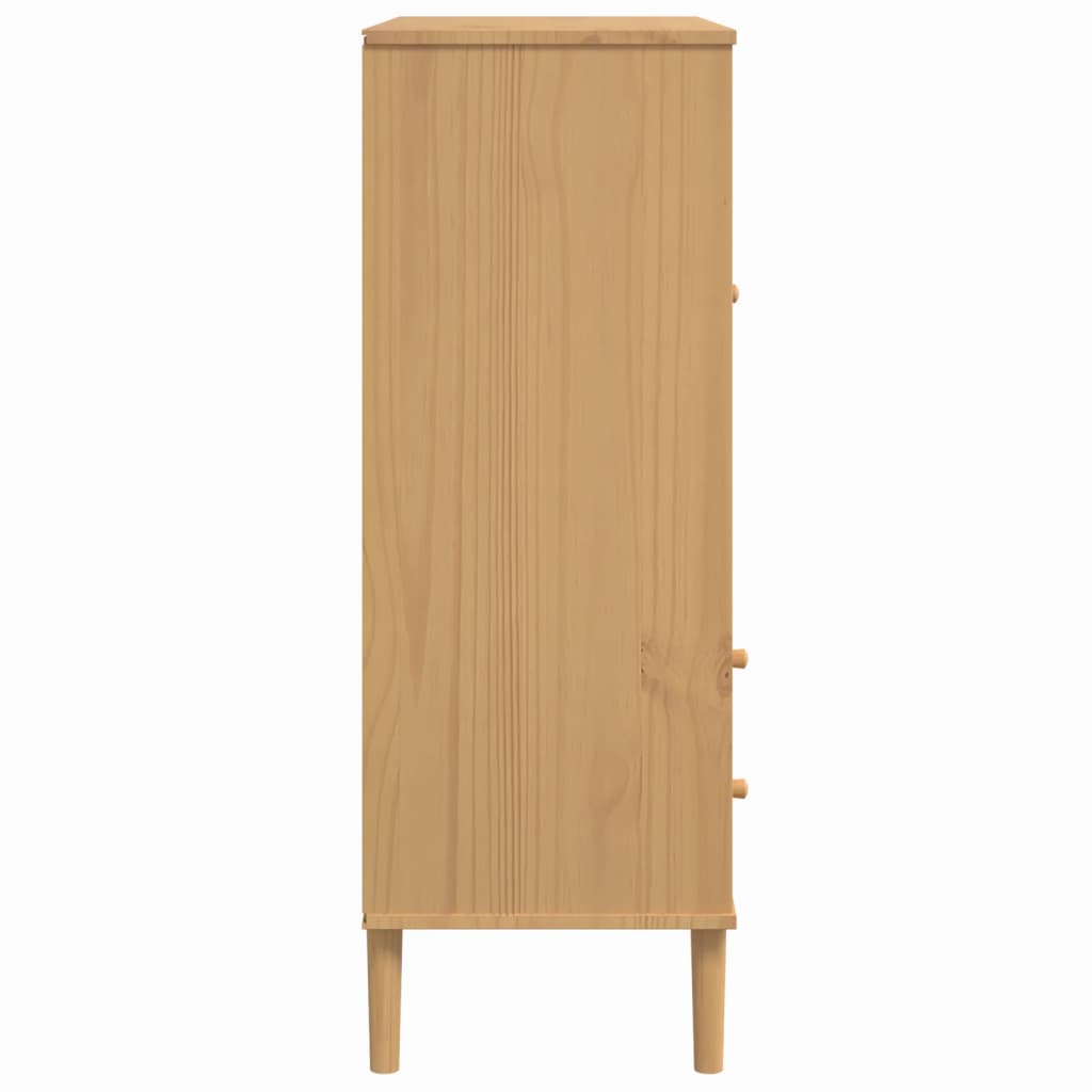 vidaXL Skenkur SENJA Rattan Brúnn 90x40x112 cm Gegnheil Fura