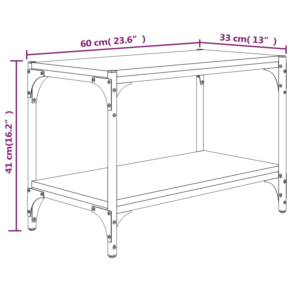 vidaXL Sjónvarpsskápur Brún Eik 60x33x41 cm Samsettur Viður og Stál