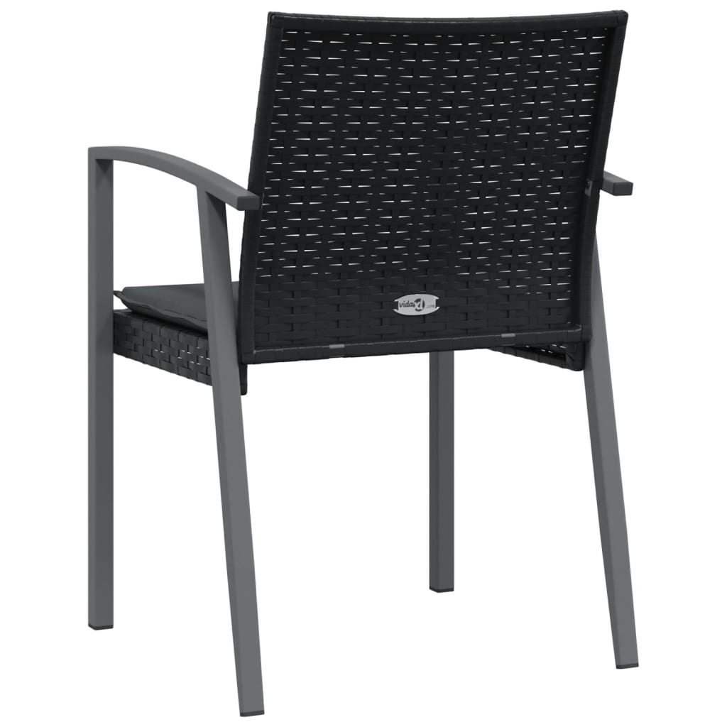 vidaXL Garðstólar með Sessum 4 stk. Svartur 56,5x57x83 cm Pólýrattan