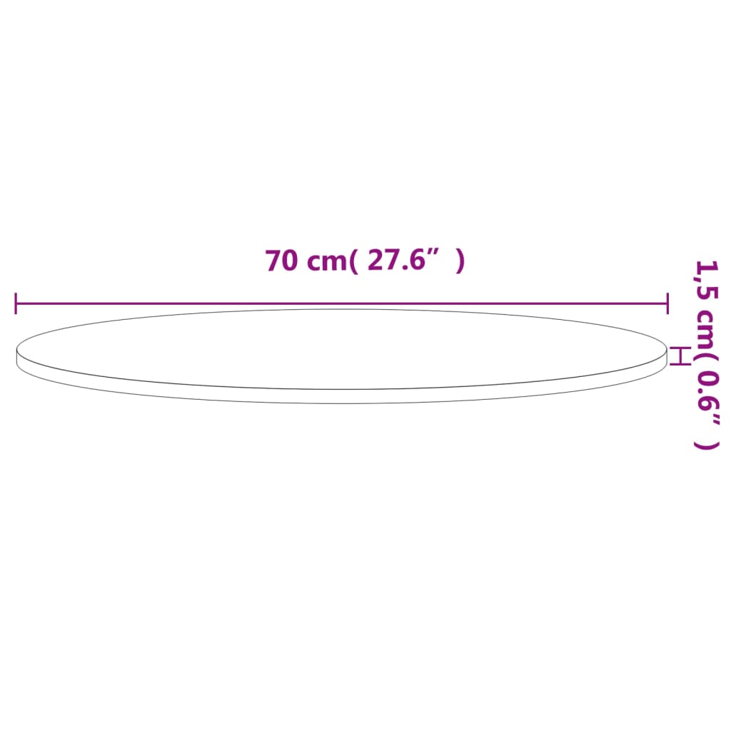 vidaXL Borðplata Ø70x1,5 cm Kringlótt Gegnheilt Beyki