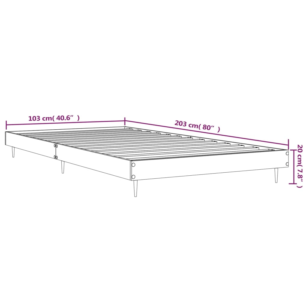 vidaXL Rúmgrind Reyktóna Eikarlitur 100x200 cm Samsettur Viður