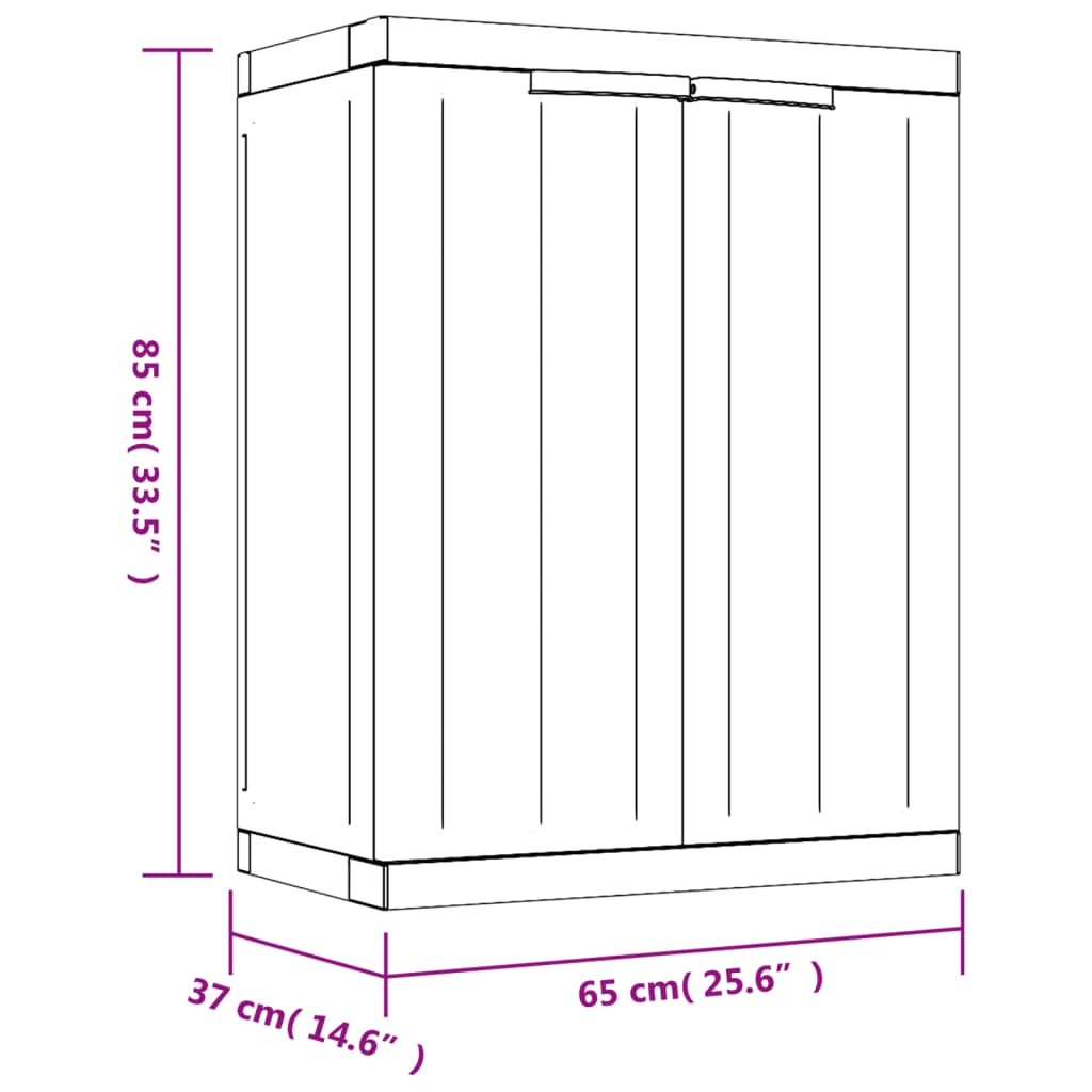 vidaXL Útigeymsluskápur Grár og Svartur 65x37x85 cm PP