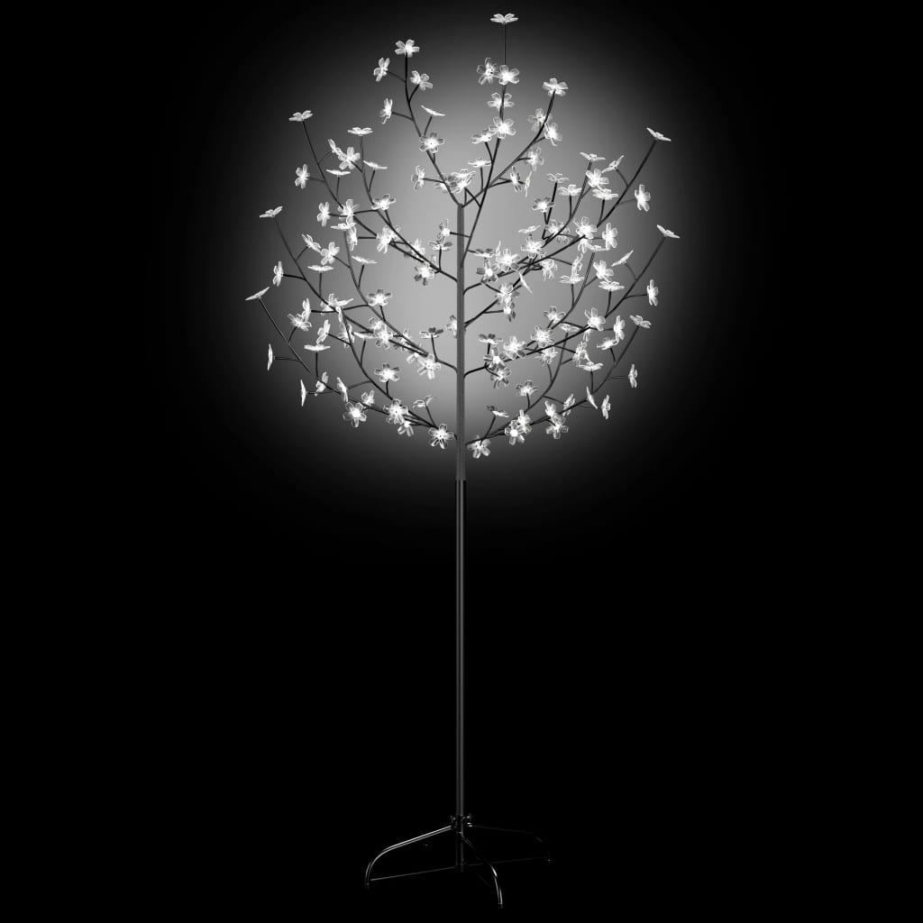vidaXL Jólatrésskreyting 120 LED Ljós Kald-Hvítur Kirsuberjablóm 150 cm