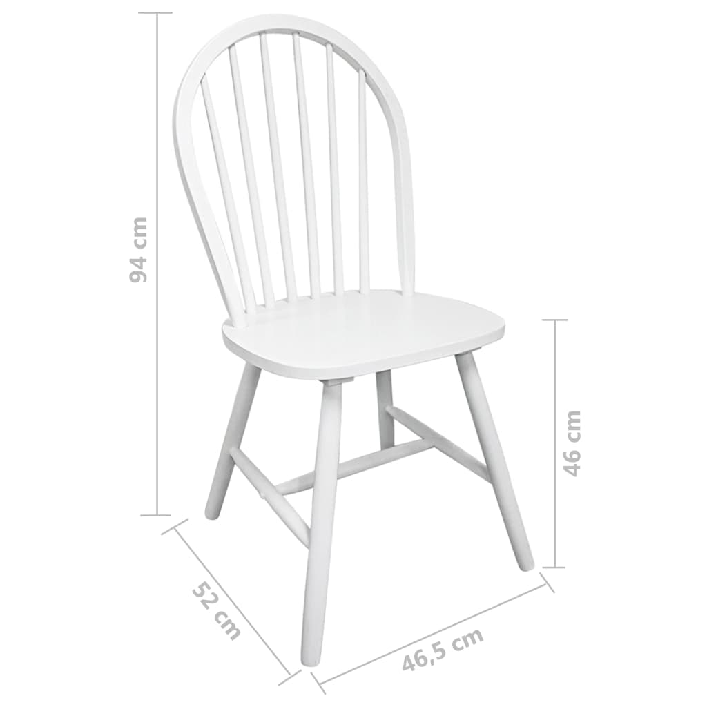242027 vidaXL Dining Chairs 4 pcs White Solid Rubber Wood