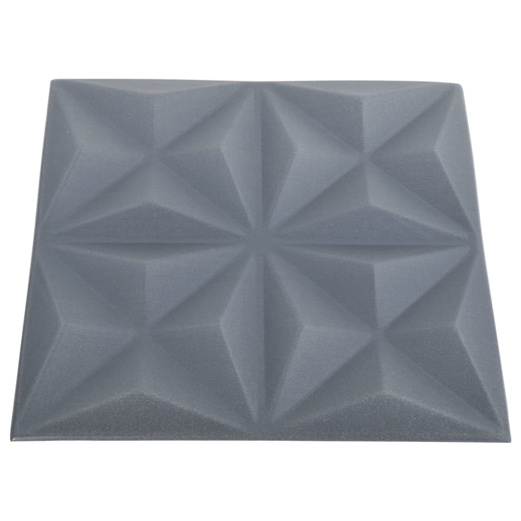 vidaXL 3D Veggþil 12 stk. 50x50 cm Origami Grár 3 m²