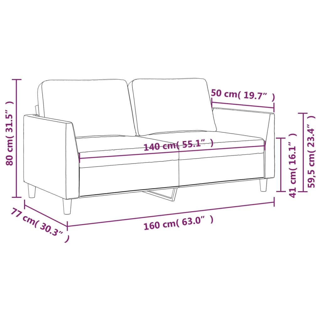 vidaXL 2-Sæta Sófi Cappuccino 140 cm Gervileður