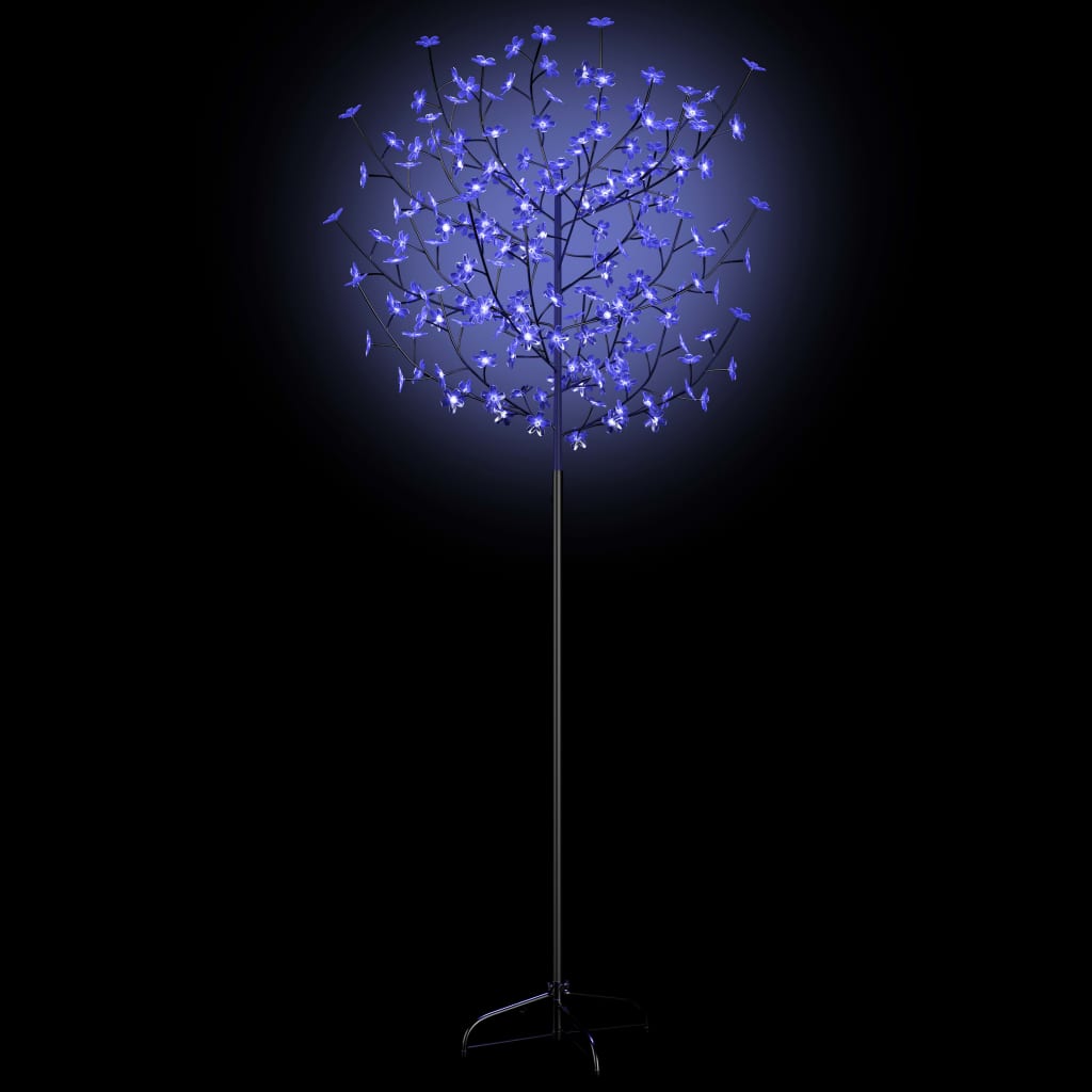 vidaXL Jólatrésskreyting 200 LED Ljós Blá-Hvít lýsing Kirsuberjablóm 180 cm