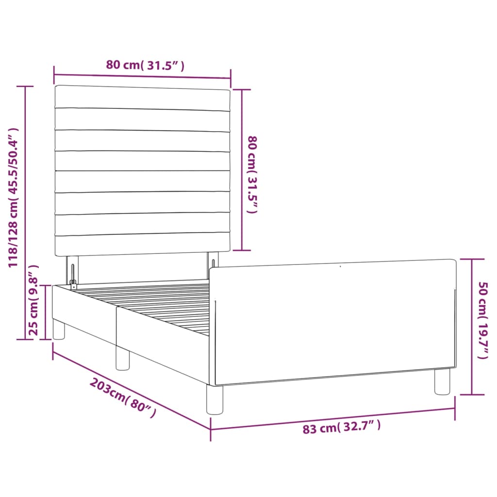 vidaXL Rúmgrind með Höfðagafli Dökkgræn 80x200 cm Flauel