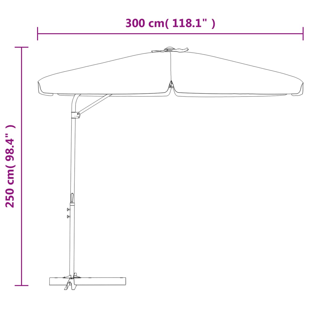 vidaXL Sólhlíf með Stálstöng 300 cm Heiðblá