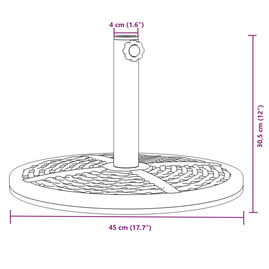 vidaXL Grunnur fyrir Sólhlíf með Ø38/48 mm Stangir 12 kg Hringlaga