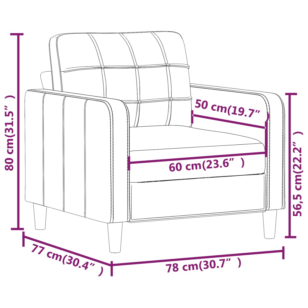 vidaXL Sófastóll Ljósgulur 60 cm Tauáklæði