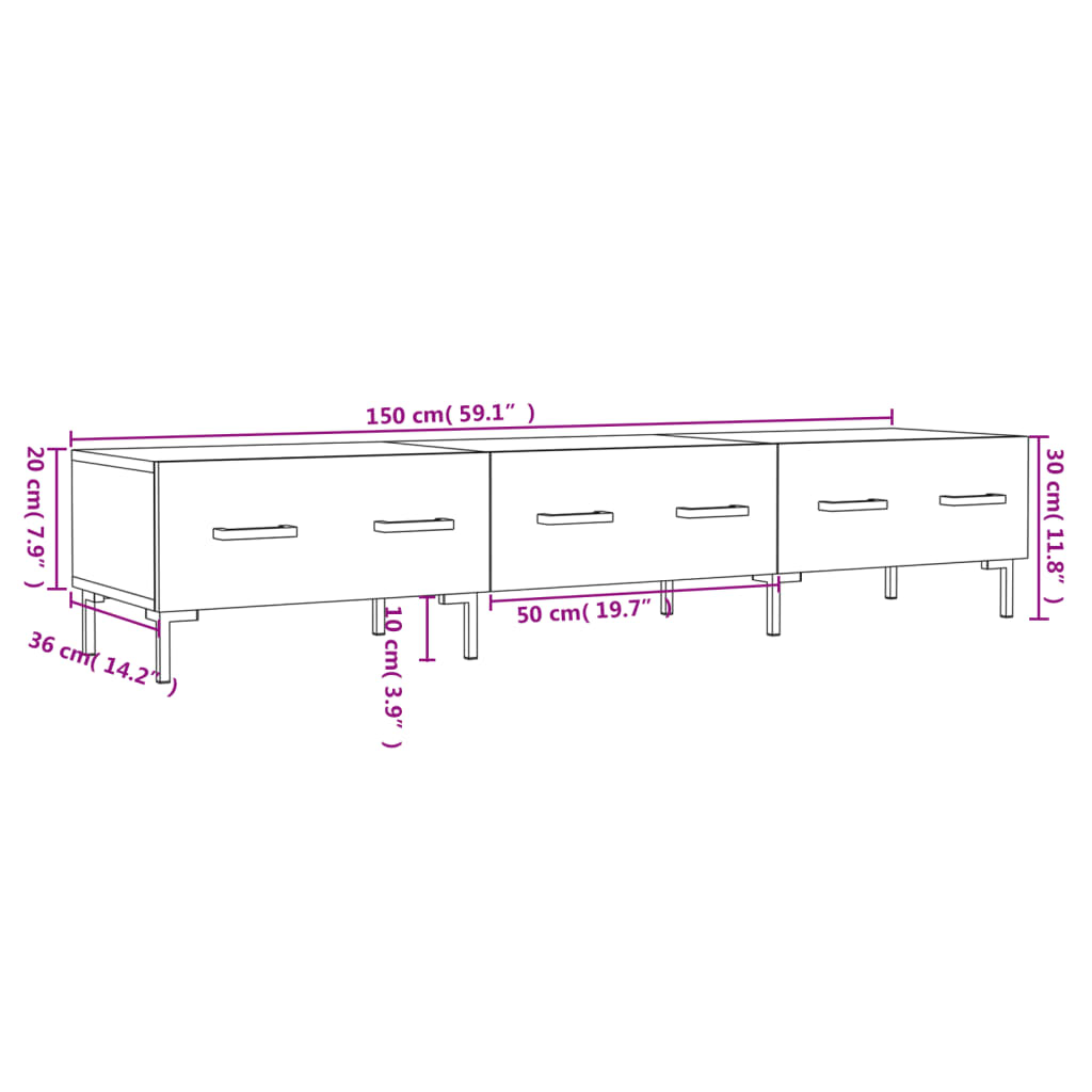 vidaXL Sjónvarpsskápur Brúnn Eik 150x36x30 cm Samsettur Viður