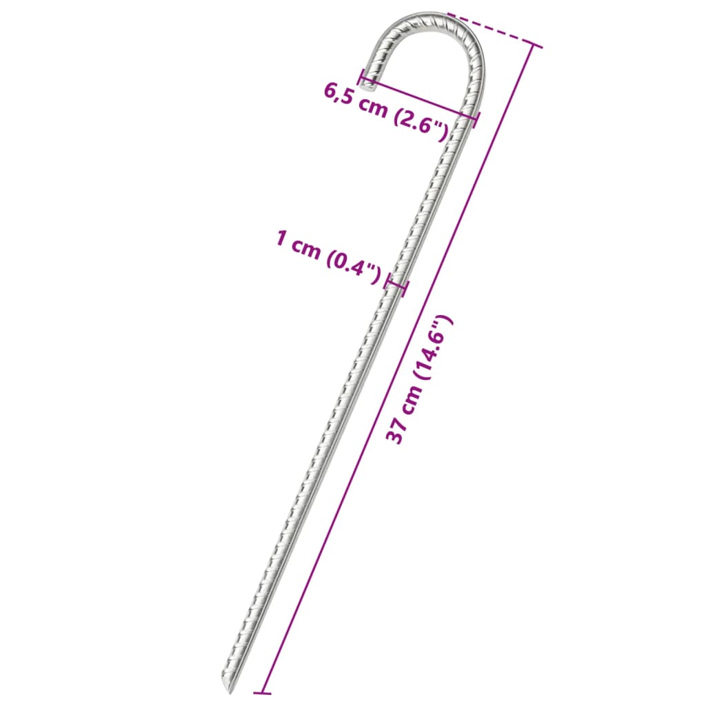 vidaXL Tjaldhælar 6 stk. 37 cm Ø10 mm Galvanhúðað Stál