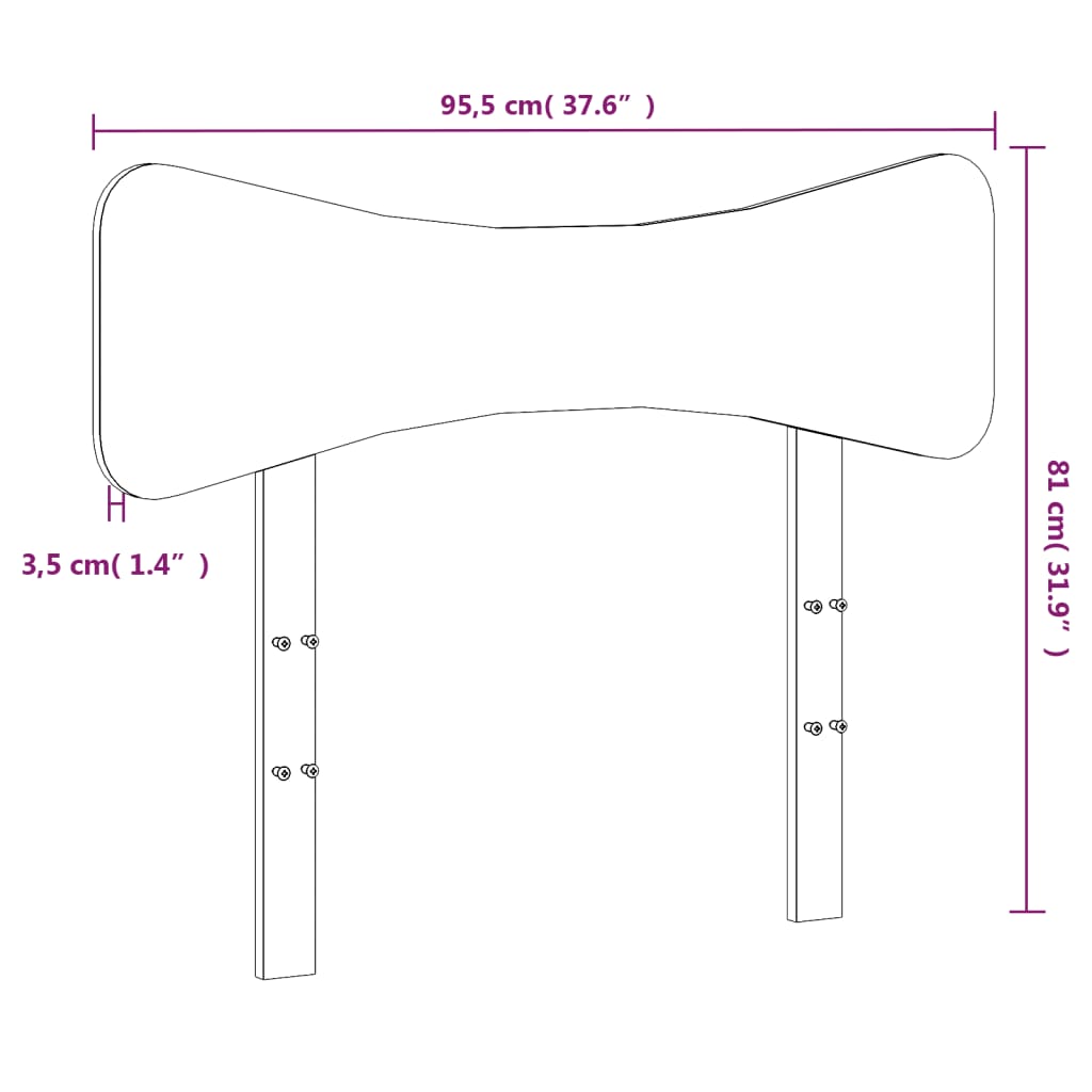 vidaXL Höfðagafl Vaxbrúnn 90 cm Gegnheil Fura