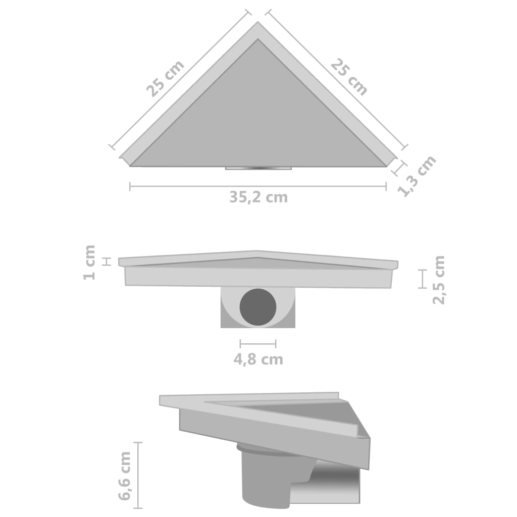 vidaXL Sturtuniðurfall með 2-í-1 Lokun 25x25 cm Ryðfrítt stál