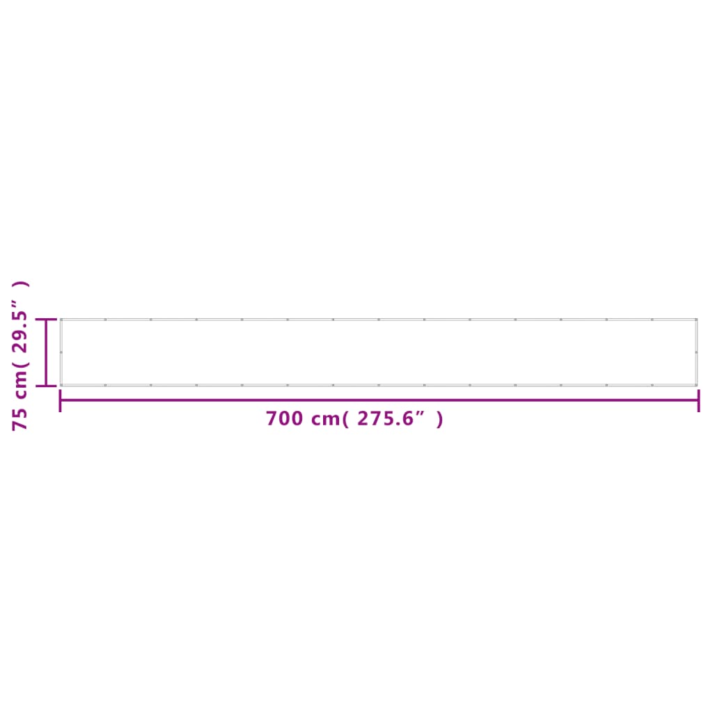 vidaXL Svalaskilrúm Hvítur 75x700 cm 100% Pólýester Oxford