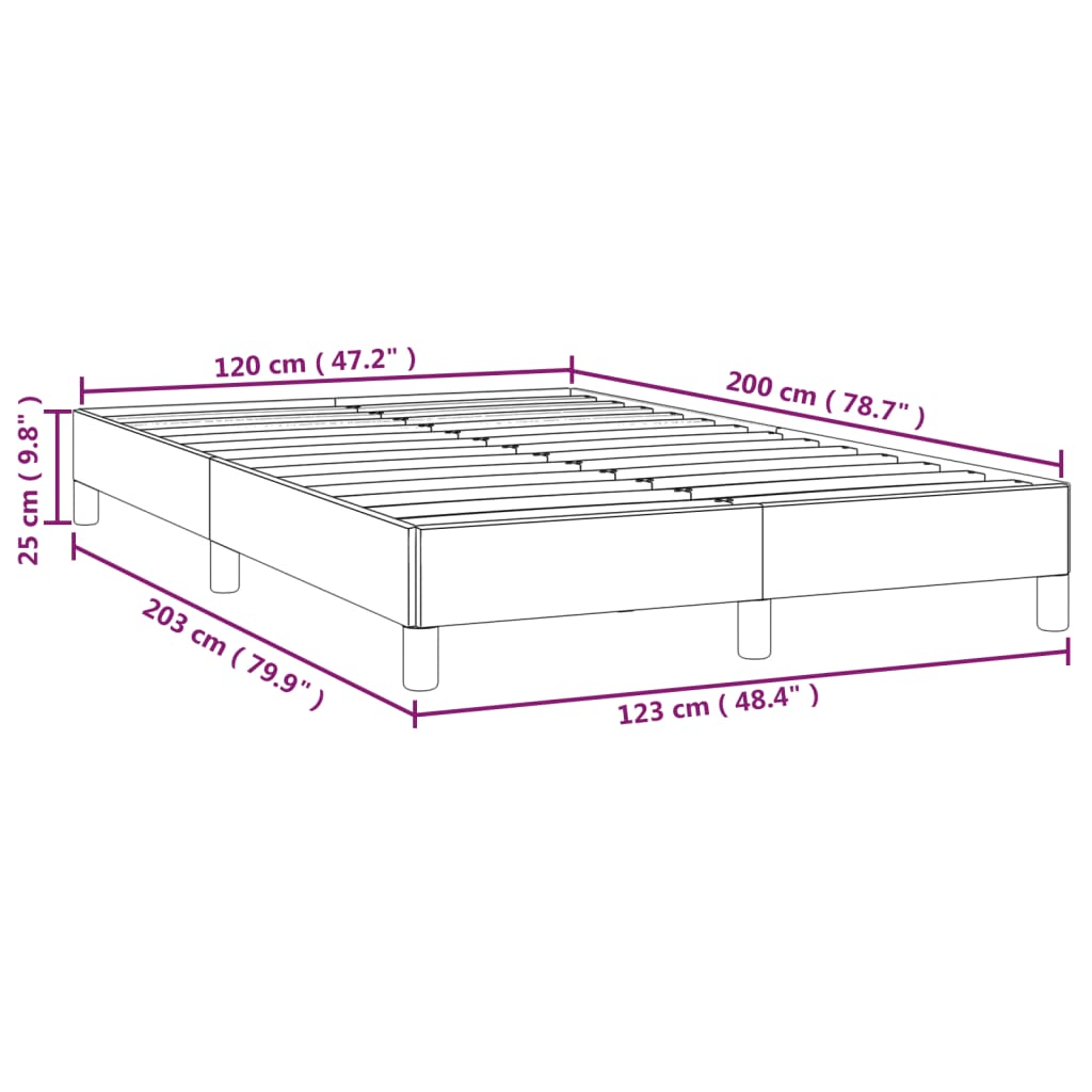 vidaXL Rúmgrind án Dýnu Dökkgrár 120x200 cm Tauáklæði