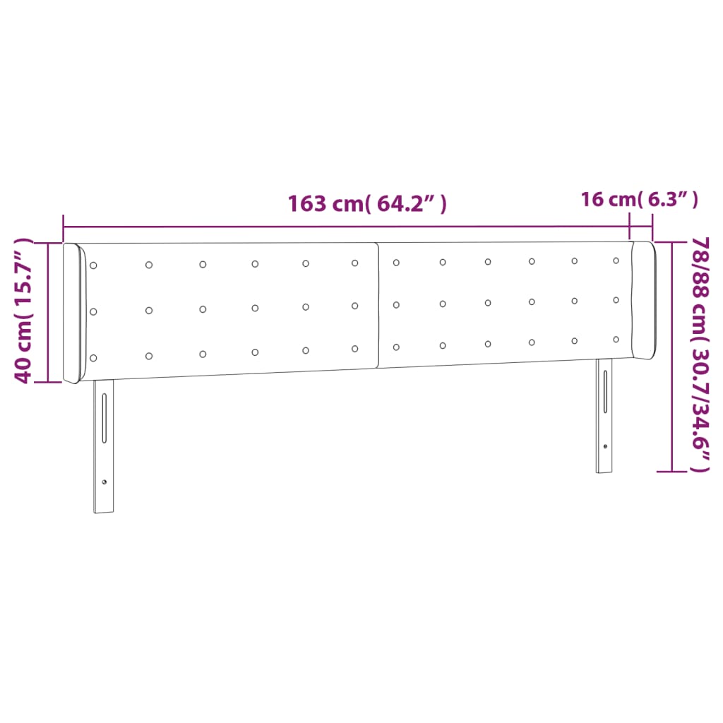 vidaXL Höfðagafl með Eyrum 163x16x78/88 cm Svört Leðurlíki