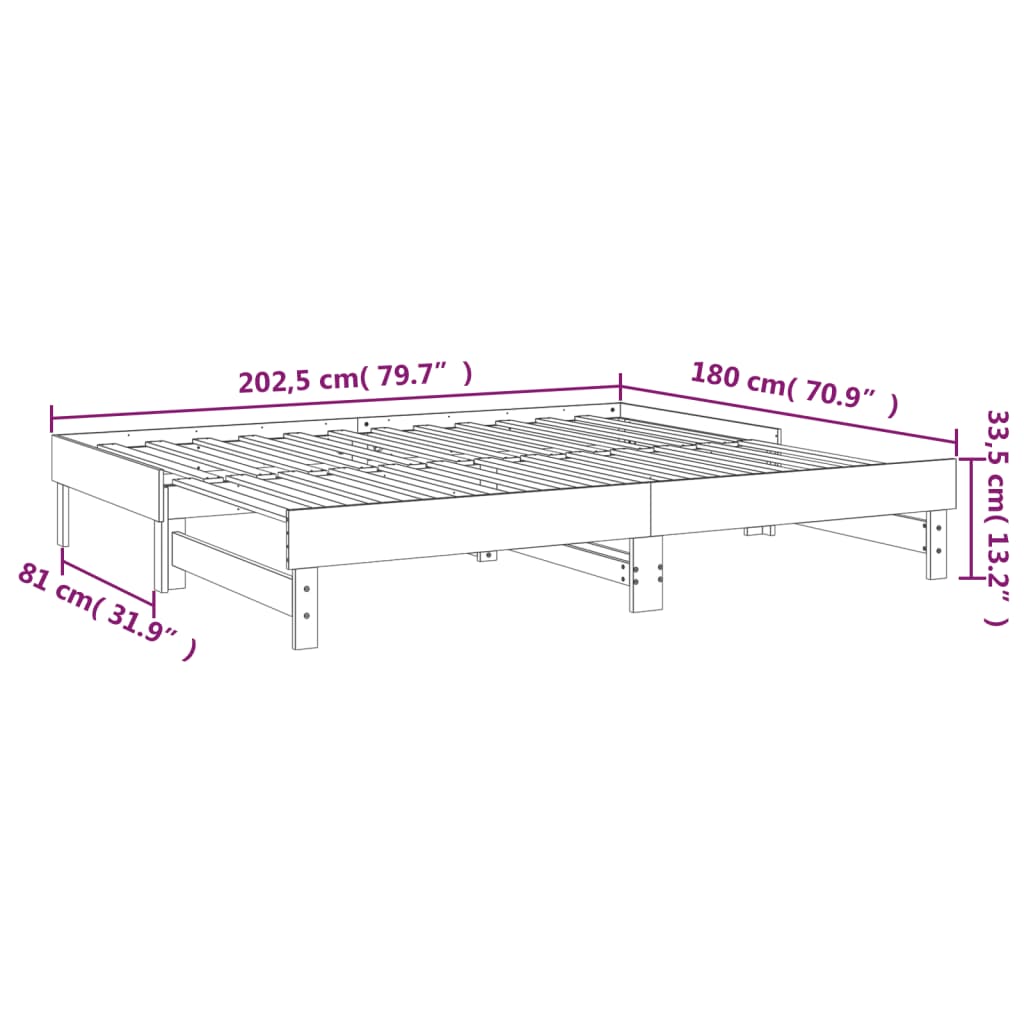 vidaXL Útdraganlegur Svefnsófi án Dýnu Grátt 2x(90x200)cm