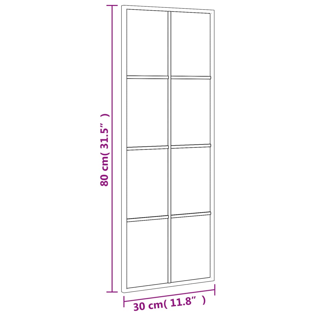 vidaXL Veggspegill Svartur 30x80 cm Rétthyrningur Járn