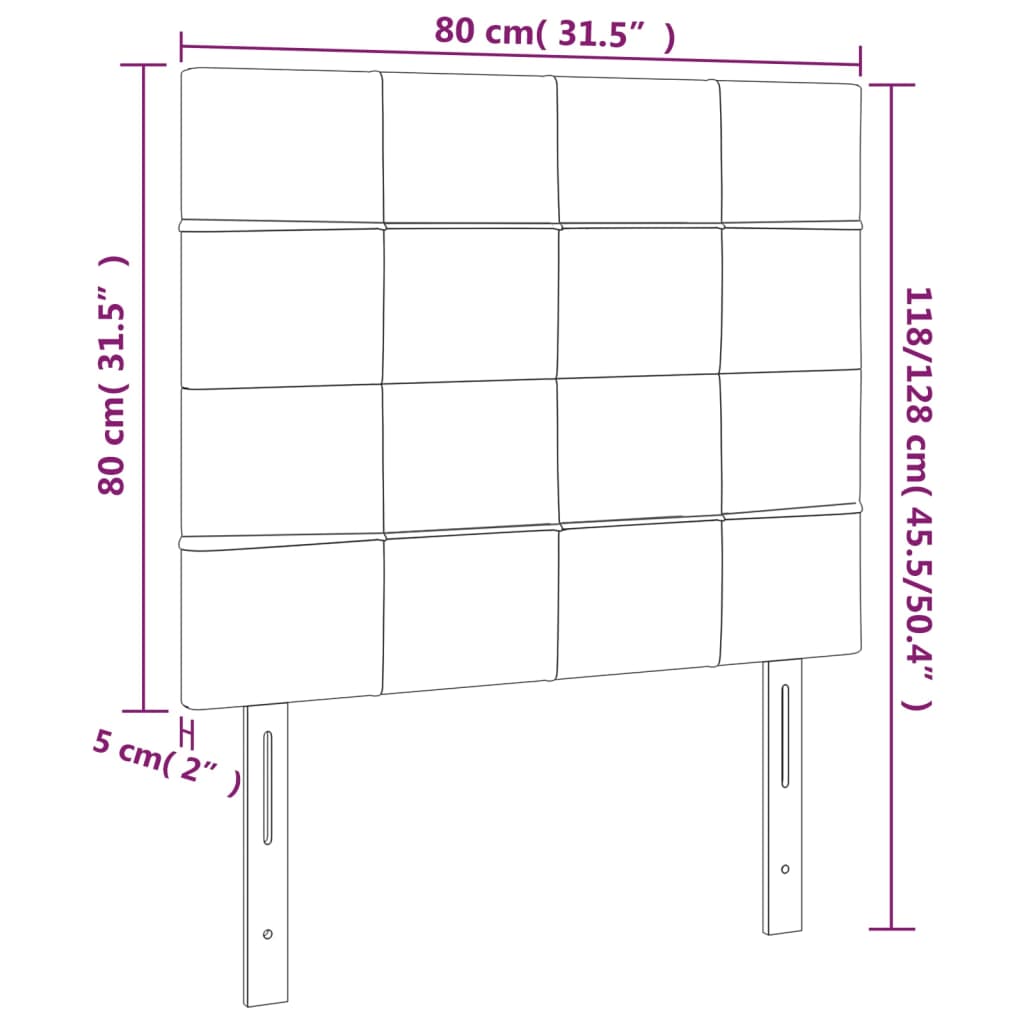 vidaXL Höfðagaflar 2 stk. 80x5x78/88 cm Dökkgrátt Efni