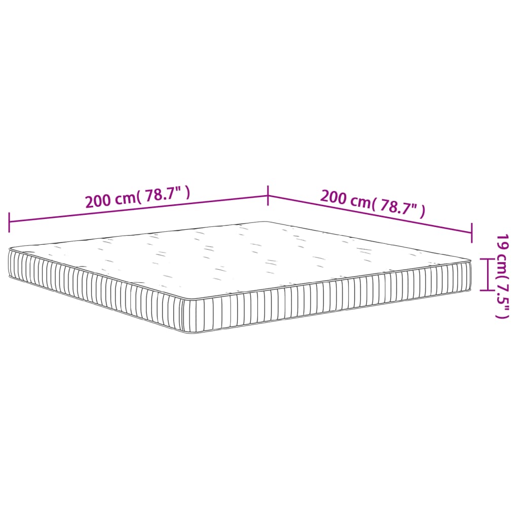 vidaXL Springdýna með Hólfum Meðalstífni 200x200 cm