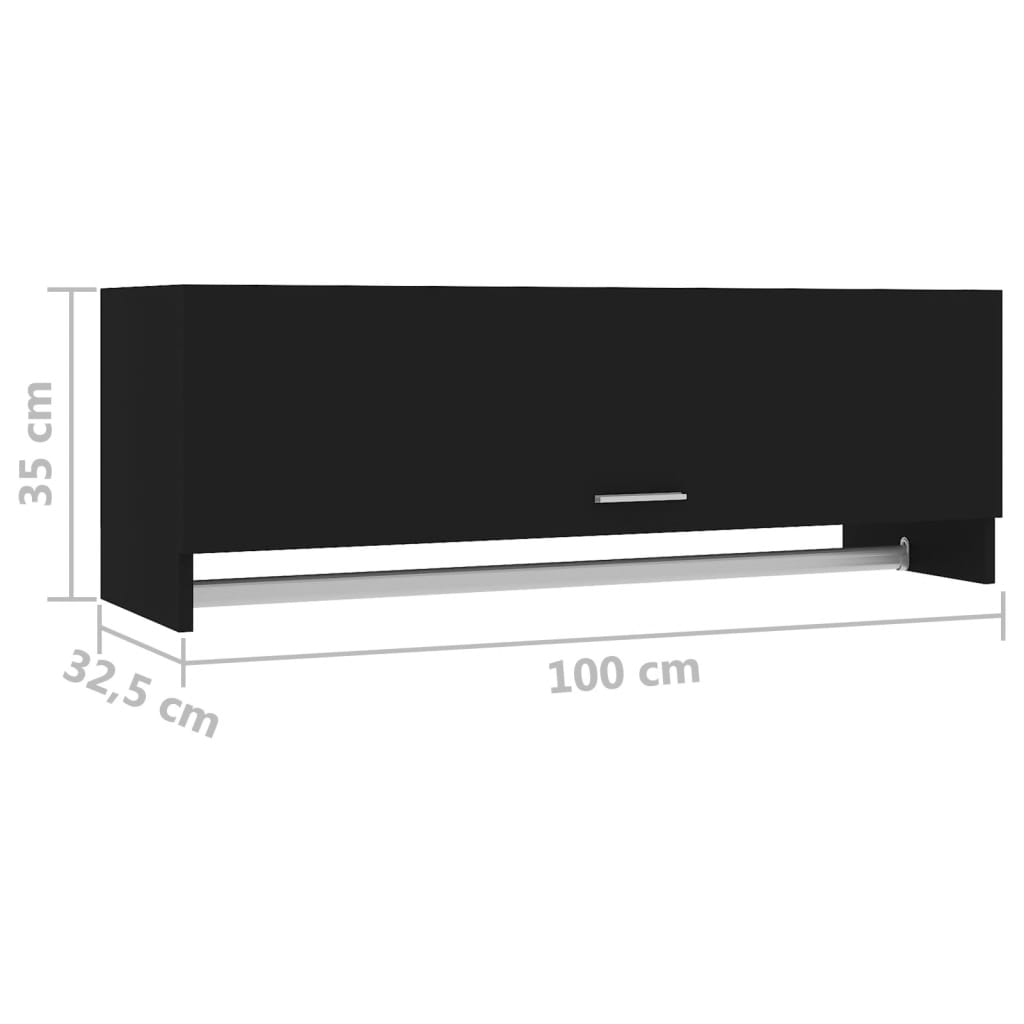 vidaXL Fataskápur Svartur 100x32,5x35 cm Samsettur Viður