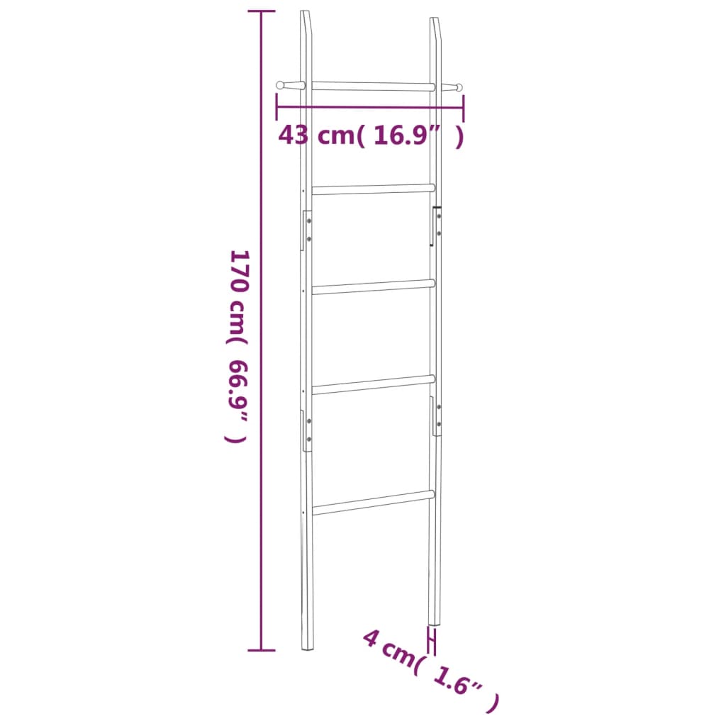 vidaXL Handklæðastigi 170 cm Gegnheill Viður Valhnota