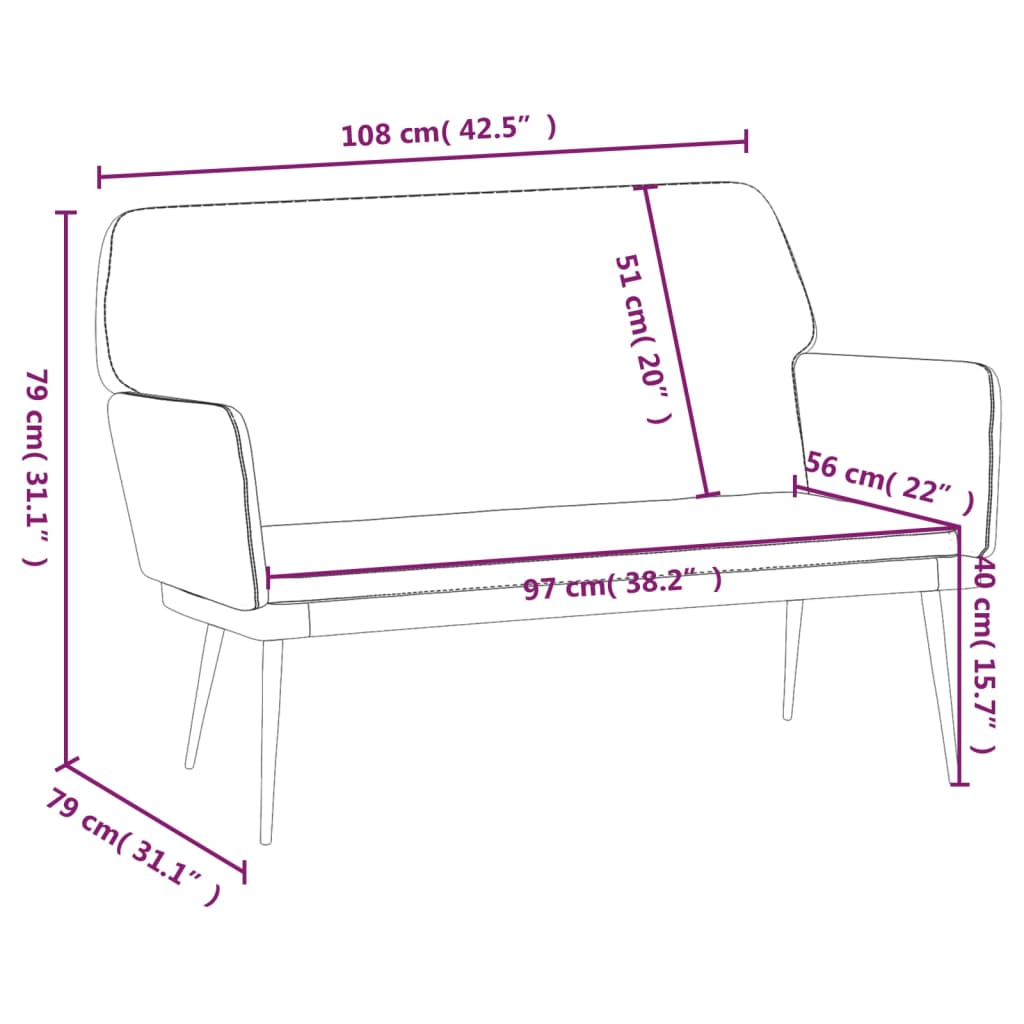 vidaXL Bekkur Dökkgrár 108x79x79 cm Flauel