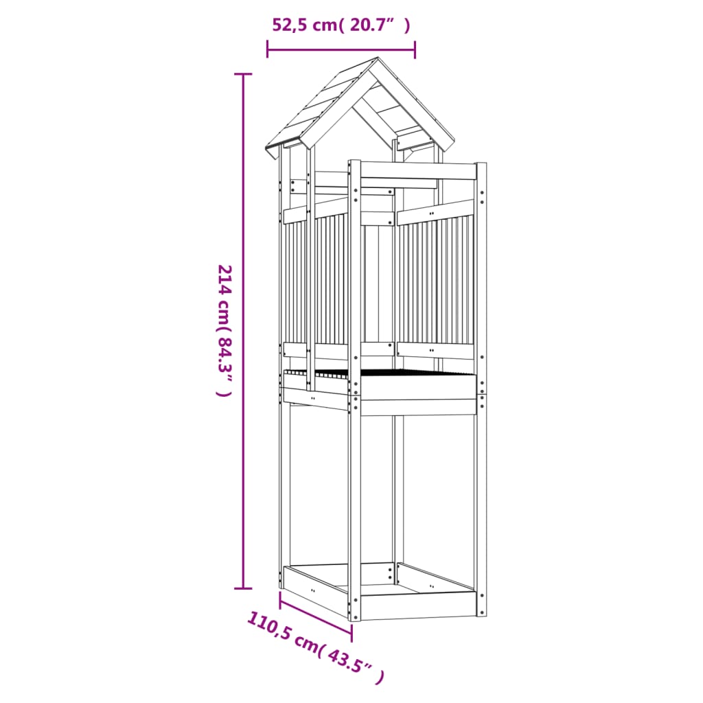 vidaXL Leikturn 52,5x110,5x214 cm Gegnheil Douglasgreni