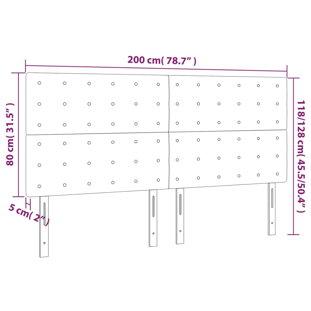 vidaXL Höfðagaflar 4 stk. 100x5x78/88 cm Ljósgrátt Efni