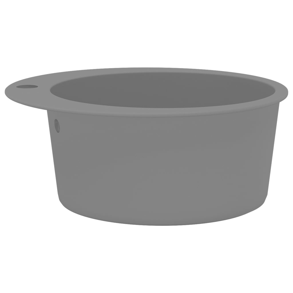 142957 vidaXL Granite Kitchen Sink Single Basin Round Grey