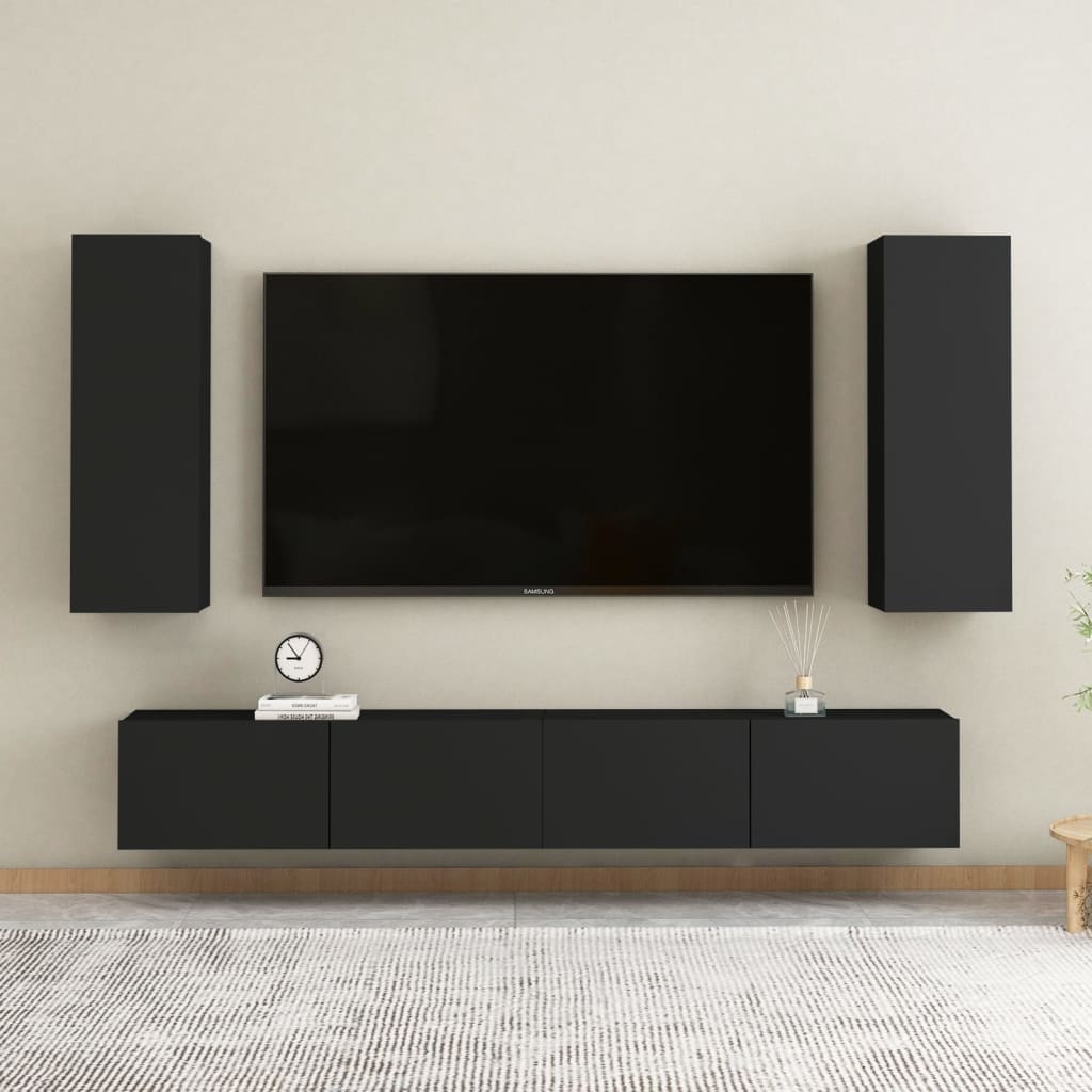 803347 vidaXL TV Cabinets 2 pcs Black 30,5x30x90 cm Chipboard