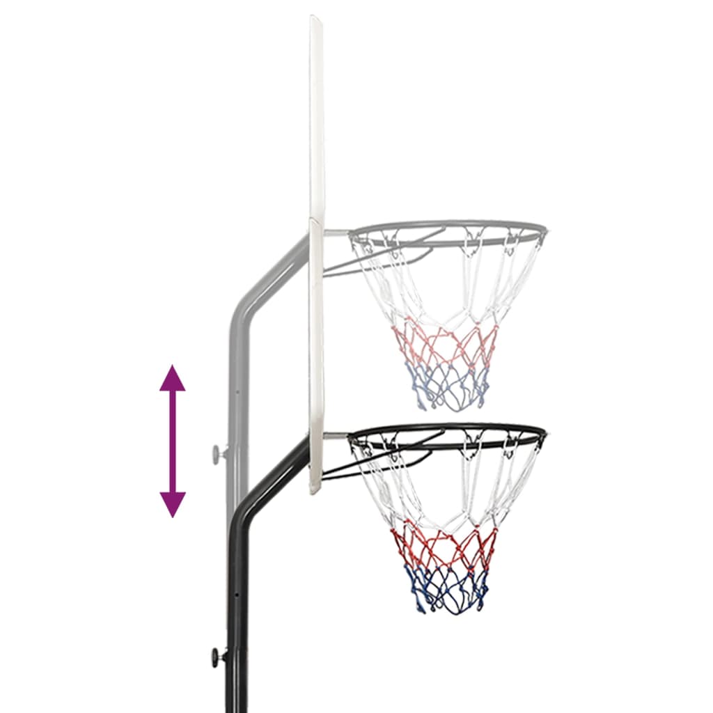 vidaXL körfuboltastandur Hvítur 282-352 cm Pólýeten