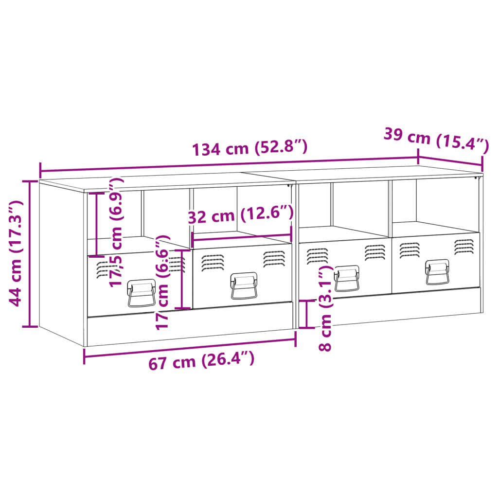 vidaXL Sjónvarpsskápur 2 stk. Sinnepsgult 67x39x44 cm Stál