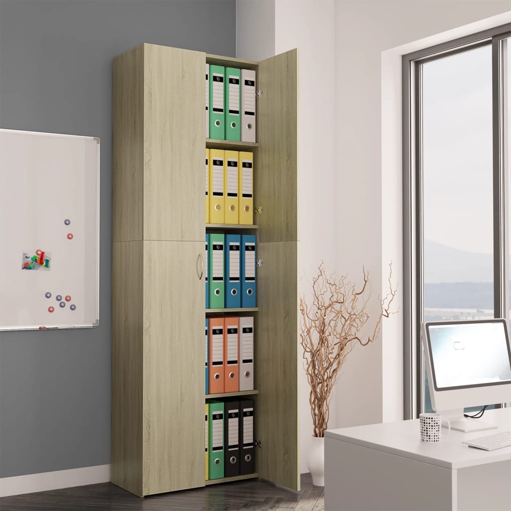 800300 vidaXL Office Cabinet Sonoma Oak 60x32x190 cm Chipboard