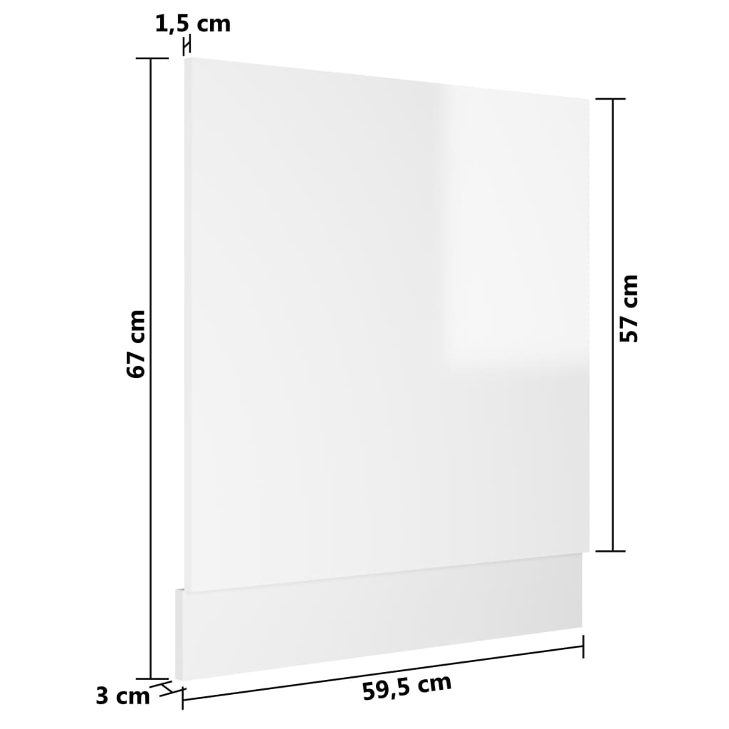 802567 vidaXL Dishwasher Panel High Gloss White 59,5x3x67 cm Chipboard
