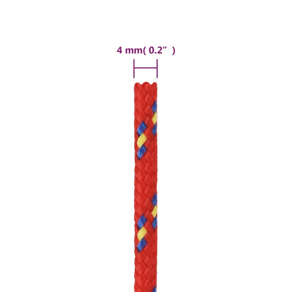 vidaXL Bátareipi Rauð 4 mm 250 m Pólýprópýlen