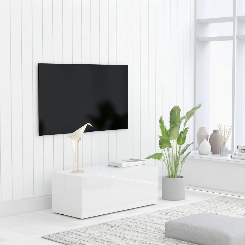 801865 vidaXL TV Cabinet High Gloss White 80x34x30 cm Chipboard