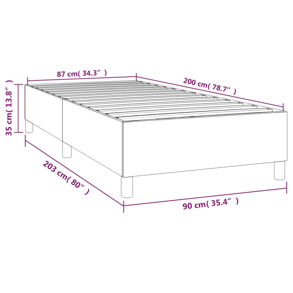 vidaXL Rúmgrind Dökkgrá 90x200 cm Tauáklæði