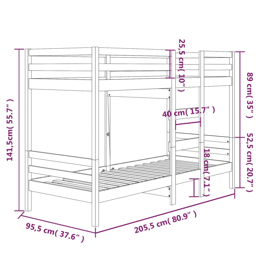 vidaXL Koja Hunangsbrún 90x200 cm Gegnheil Fura