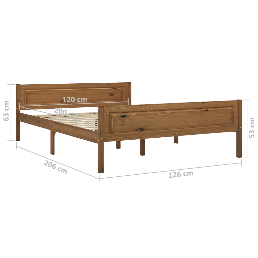 322112 vidaXL Bed Frame Solid Pinewood Honey Brown 120x200 cm
