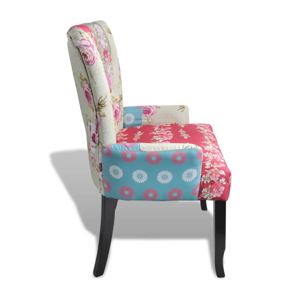 240649 vidaXL French Chair with Patchwork Design Fabric