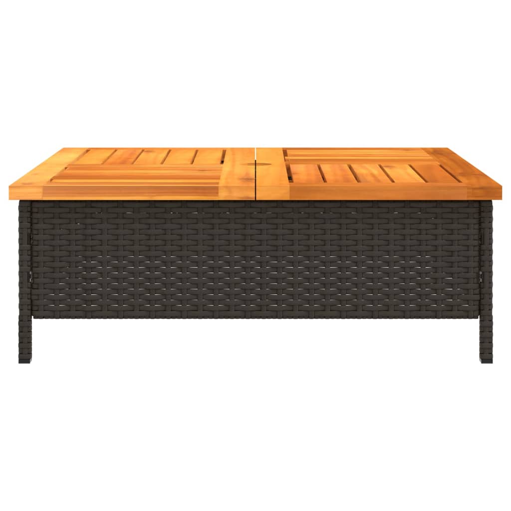 vidaXL Garðborð Svart 70x70x25 cm Rattan og Akasíuviður