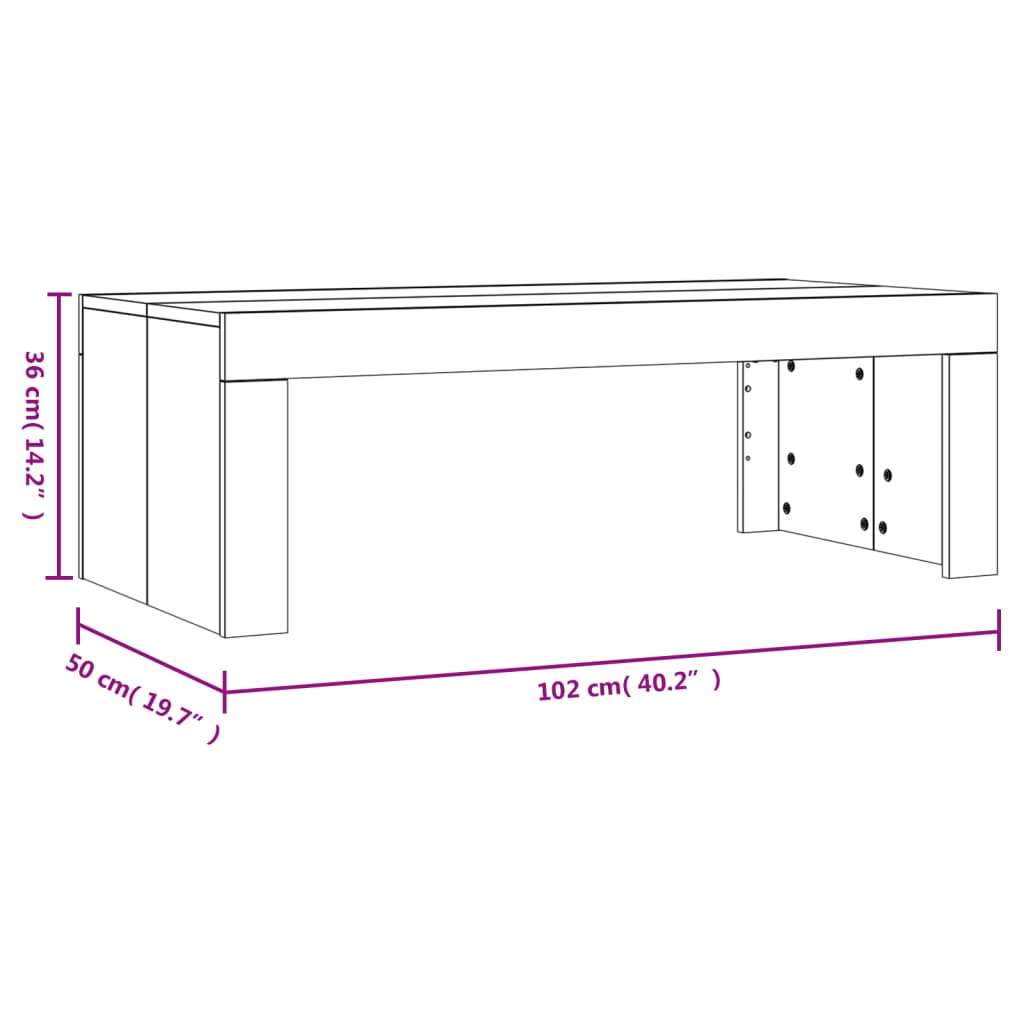 vidaXL Sófaborð Reyklituð Eik 102x50x36 Samsettur Viður