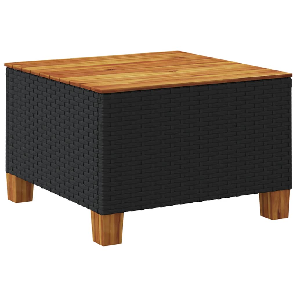 vidaXL Garðborð Grátt 55x55x36 cm Pólýrattan Akasíuviður