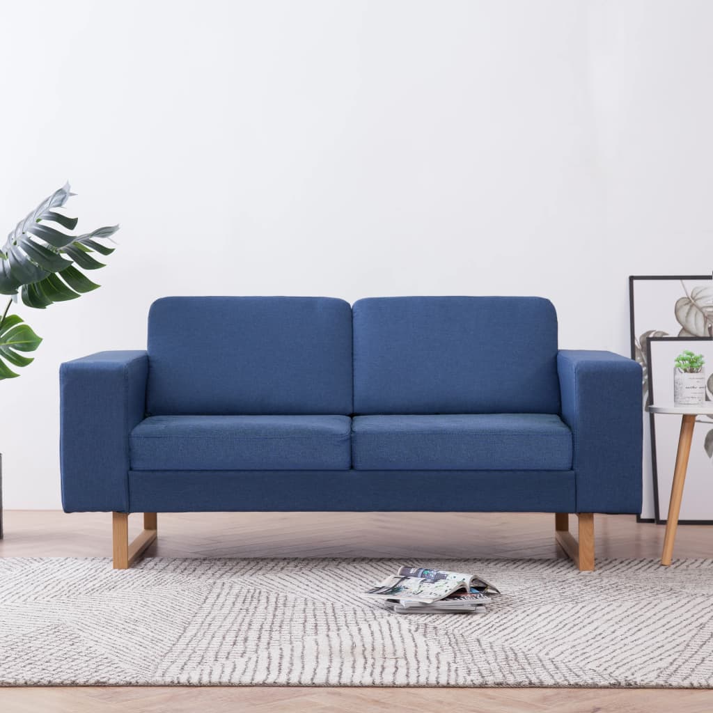 281385 vidaXL 2-Seater Sofa Fabric Blue
