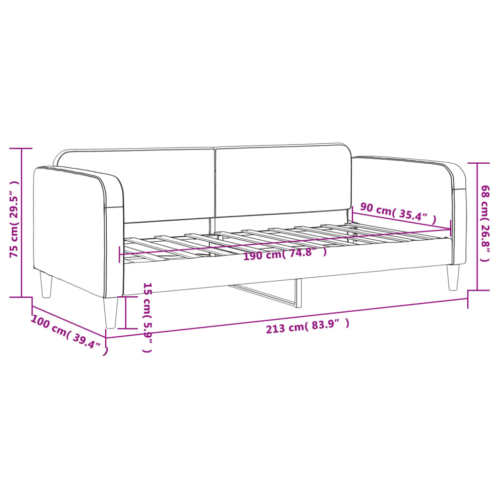 vidaXL Svefnsófi Ljósgrár 90x190 cm Efnisáklæði