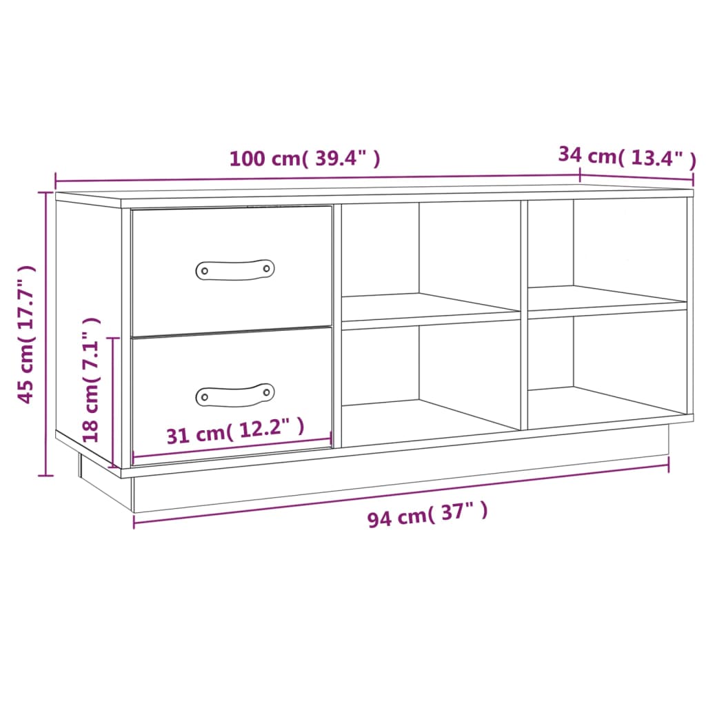 vidaXL Skóbekkur Grár 100x34x45 cm Gegnheil Fura